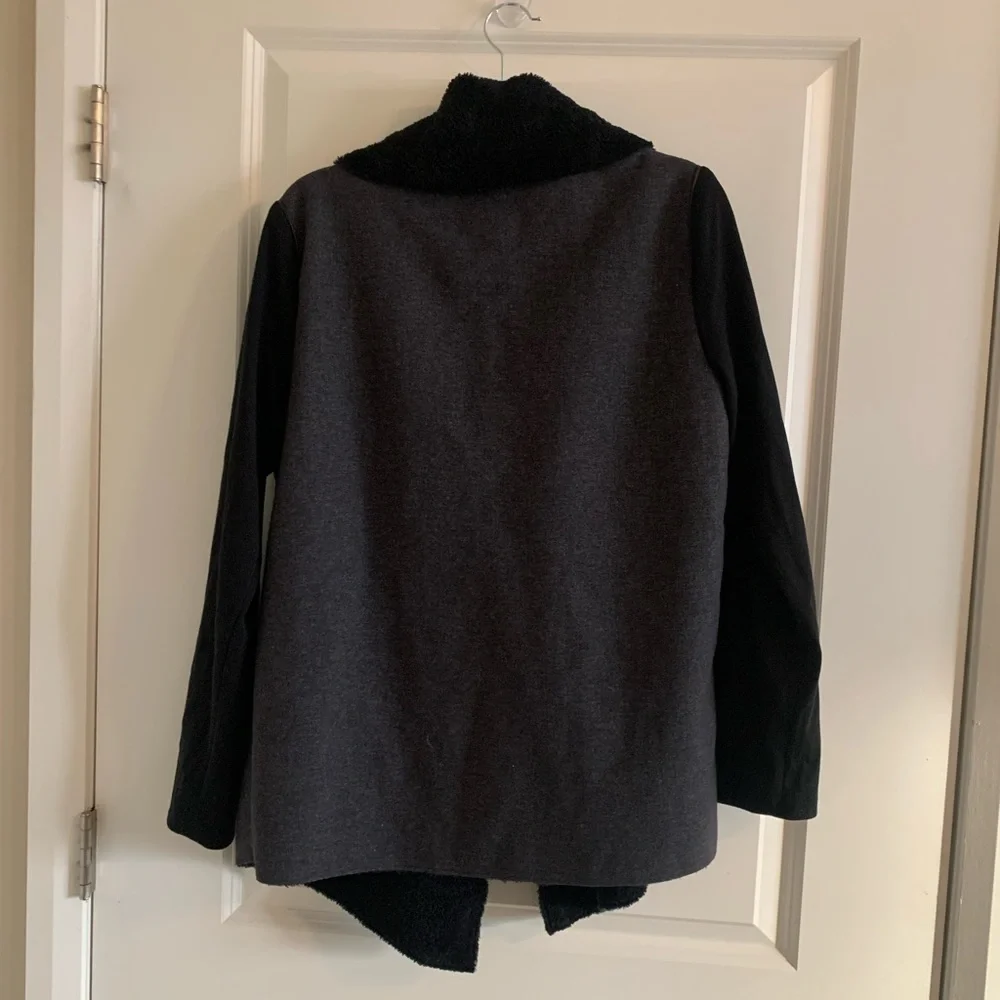 Splendid Mixed Media Teddy Wool Leather Wrap Jacket Size Medium